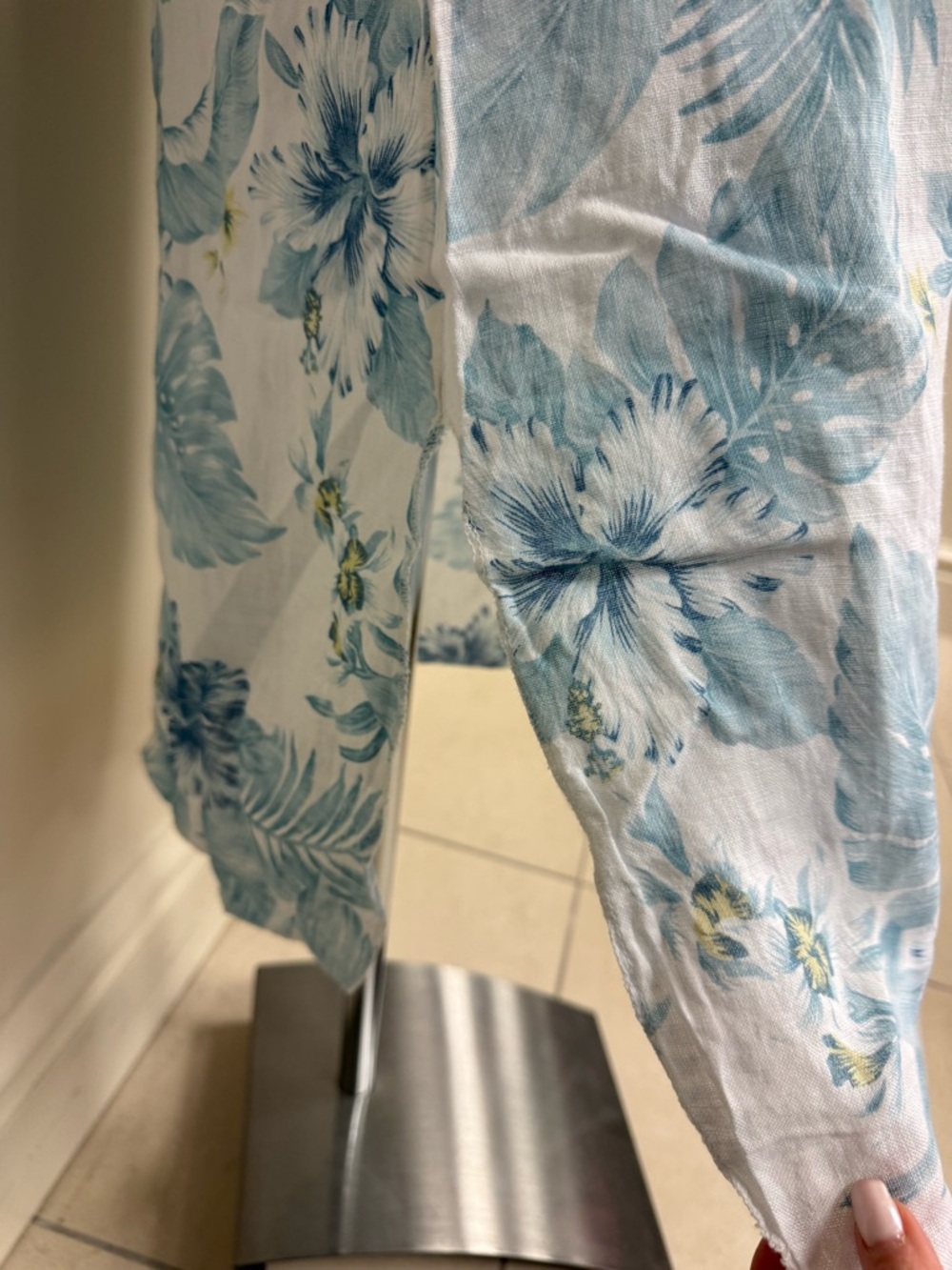 LUNGO L’Arno 100 % linen Light Blue Floral Midi Slip Dress - NEW WITH TAGS ITALY - Picture 9 of 9